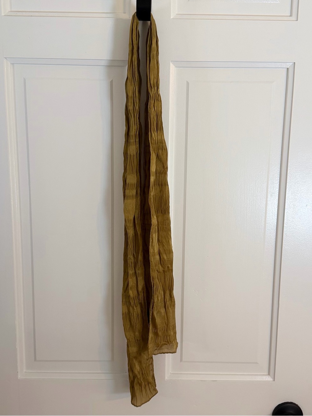Vintage Honey 100% Silk Crinkle Scarf Olive Gold Made in Japan